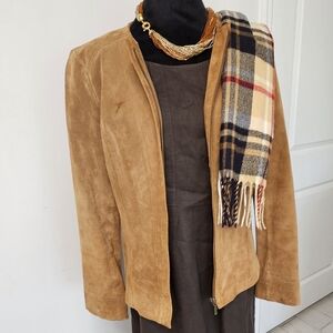 Alfani Camel Leather/Suede Jacket for Women